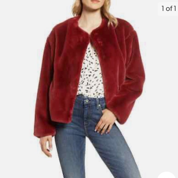 Never worn Sanctuary Bordeaux faux fur jacket size small - Picture 1 of 5
